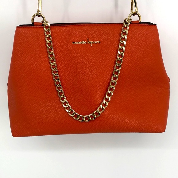 Nanette Lepore Flora Crossbody Leather Vegan Bag-Orange - Picture 3 of 8
